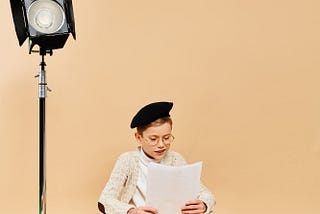 A boy sitting in front of a camera.
