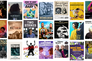 A composite image of 21 film posters of films directed by Firelight-supported filmmakers in 2023.