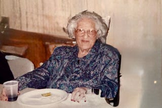 Grandmother at kitchen table