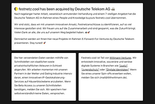 festnetz.cool got acquired by X-Forward-For-Ventures der Deutschen Telekom AG