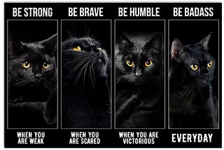 COOL Poster Black cat be strong be brave be human be badass