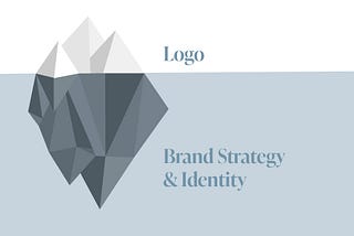 Illustration depicting logo to be only the tip of the iceberg when it comes to building a successful brand
