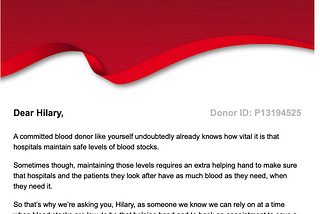 New letter to blood donors — response to a challenge!