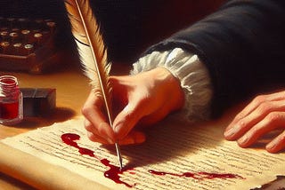 A writer writes with blood instead of ink