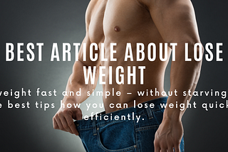 The World’s Best Article About Lose Weight