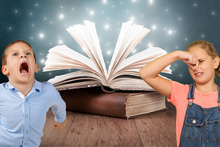 kids turning up their nose at a book