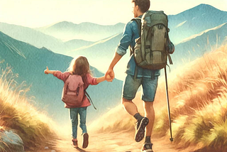 Mountain Hike of Dad and Daughter