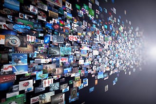 3D illustration of a data stream of movies and TV shows being watched with a VPN.