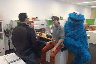 A typical meeting at Sesame Workshop