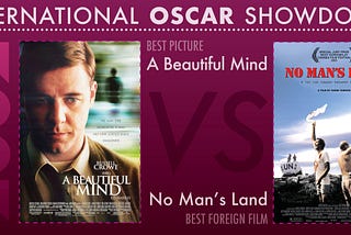 The 2002 International Oscar Showdown features A Beautiful Mind versus No Man’s Land