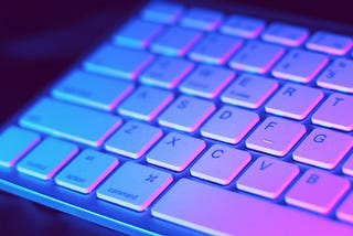 keyboard with pink blue lighting