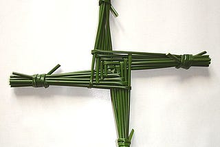 Bridget’s cross woven of green reed.