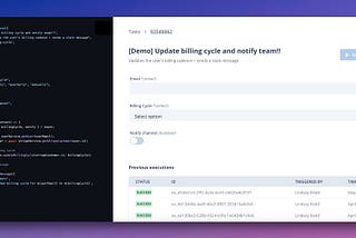 Image of an Onu script written with the Node SDK and the internal tool that it creates.