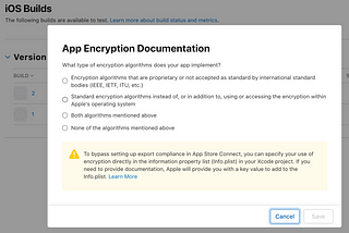 [iOS] App Encryption Documentation Issue encountered while deploying React Native App to App Store