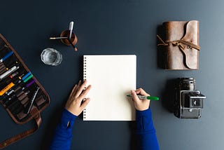 Empty notebook on a desk to write new beginnings