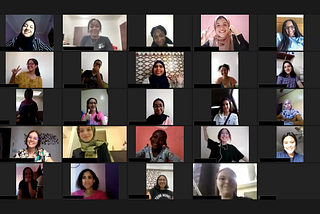 Girls from Morocco, Cote d’Ivoire, and the United States greet each other at the 2021 Girl Up WiSci Morocco Camp.