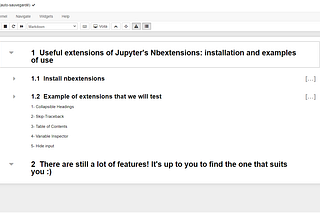 Useful extensions of Jupyter with Nbextension: installation and examples of use
