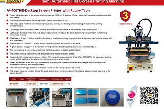 FA-400THR Desktop Screen Printer with Rotary Table