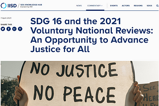 SDG16 and the 2021 Voluntary National Reviews: An opportunity to report on providing justice for…