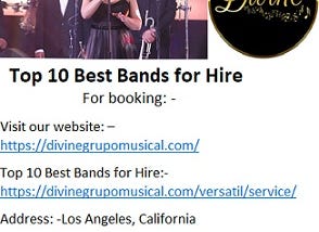 Divine Grupo Musical Offers Top 10 Best Bands for Hire.