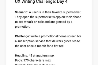 UX writing challenge #4