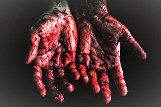 Hands covered in blood