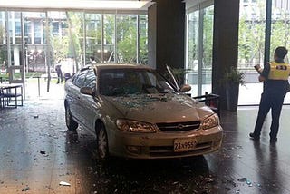 Gamer quit-rages in real life, crashes car into Nexon Head Office.