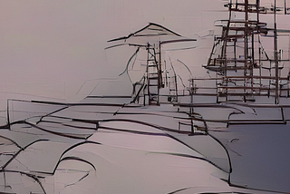 An AI-generated sketch of a shore village (perhaps)