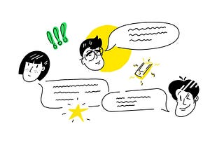 People sharing their opinions. Feedback Page Illustration by Bilokur