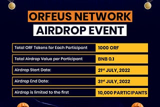 Orfeus Network Airdrop Program Is Now Live! Claim Your 1000 ORF (0.1 BNB) Now