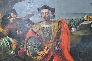Source: Commons Wikimedia. Cristóbal Colón señala a Guanahaní, Monasterio de La Rábida.jpg