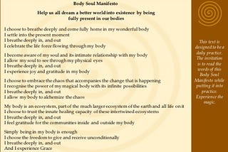 Soul Body Manifesto (English)