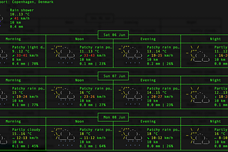 Weather forecast in your terminal using wttr.in