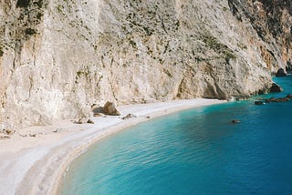 A remote ocean cove of white sands.