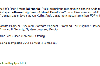 Proses Mendapatkan Internship Software Engineer - Android di Tokopedia