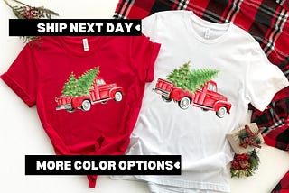 Farm Fresh Christmas Trees Truck Shirt, Red Truck Shirt, Christmas Family Shirt, Christmas Truck Family Shirts, Christmas Gift, Holiday Tee