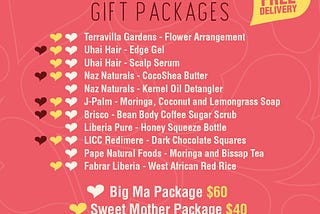 Mother’s Day Liberian Gift Packages from Cookshop Market