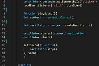 Creating your first sound with the Web Audio API