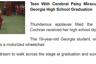 Teen With Cerebral Palsy Does Not ‘Miraculously’ Walk For Her Graduation