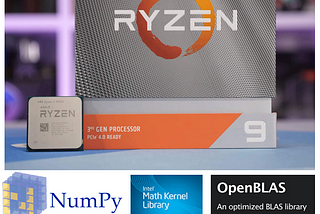 Benchmark Numpy with Openblas and MKL library on AMD Ryzen 3950x CPU