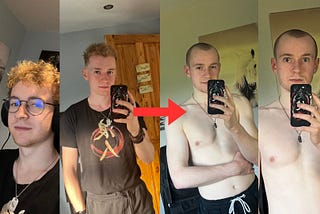 A side-by-side image of me before going bald and then me after going bald.