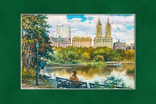 Central Park West watercolor painting by Roustam Nour