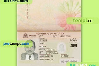 Utopia passport PSD download template