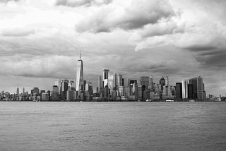 Black and white NYC Skyline.