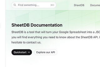 SheetDB documentation homepage