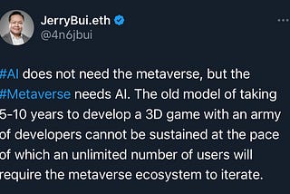AI does not need the Metaverse, but the Metaverse needs AI