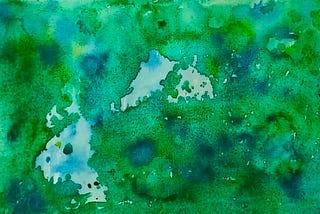 abstract watercolor painting in dark green and blue