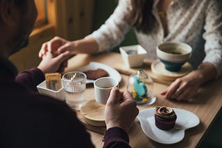 Couple having a meal together.