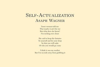 Self-Actualization — Asaph Wagner