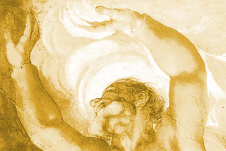 Michelangelo’s painting of god separating light from darkness.